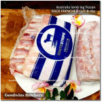 Lamb RACK FRENCHED CUT frozen Australia WHITE STRIPE whole cut 8 ribs +/- 1kg (price/kg)